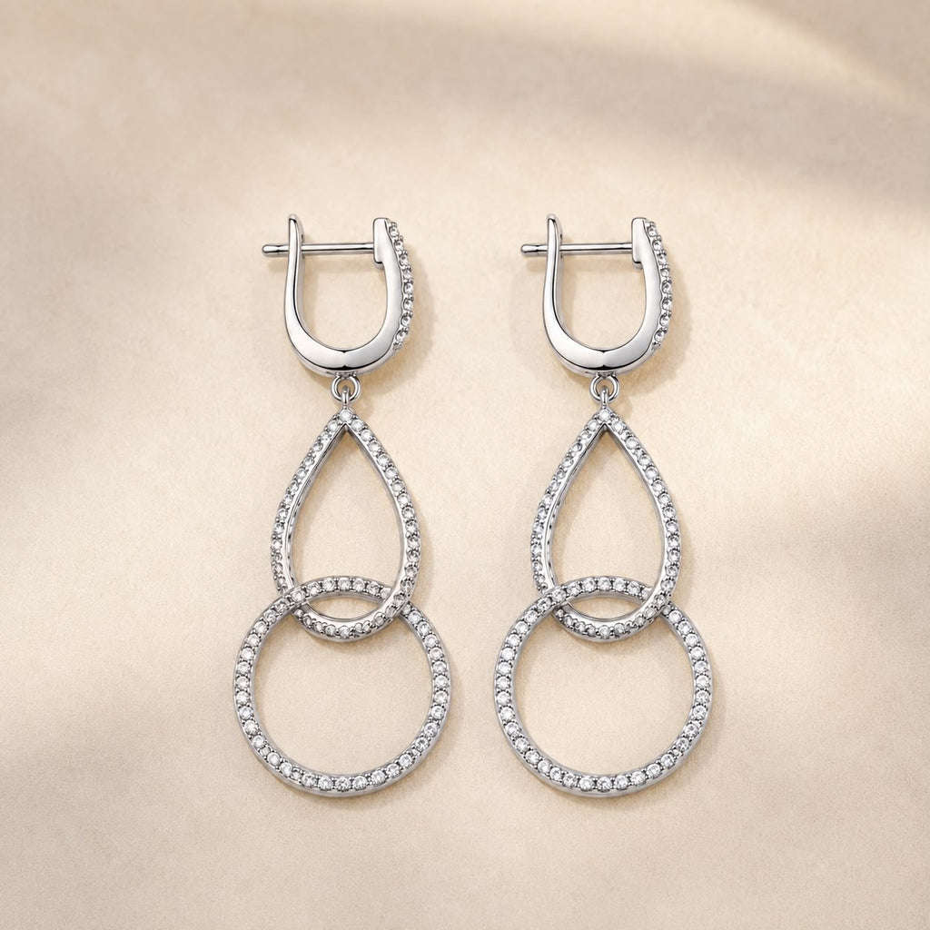 Crystal Teardrop Circle Drop Earrings