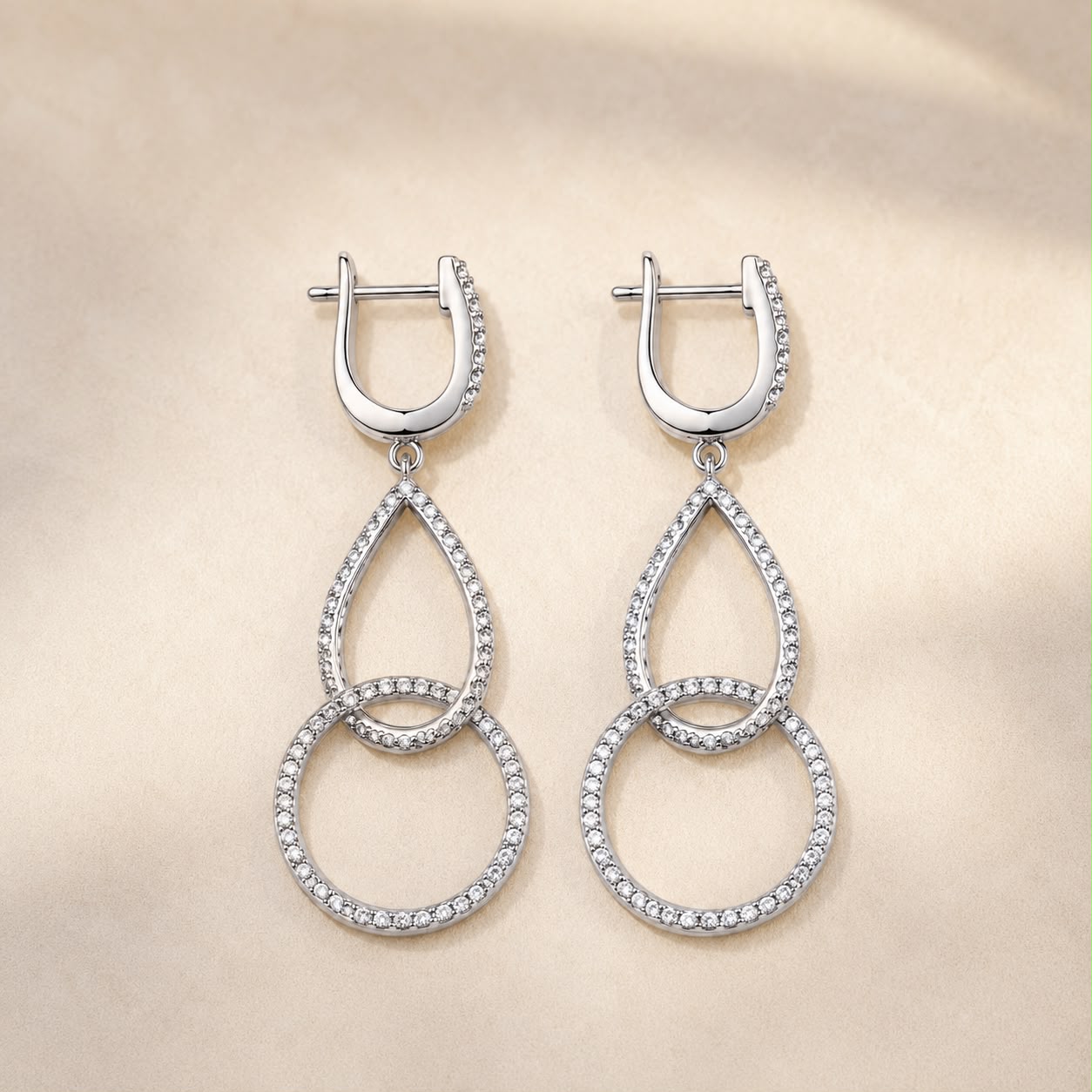 Crystal Teardrop Circle Drop Earrings
