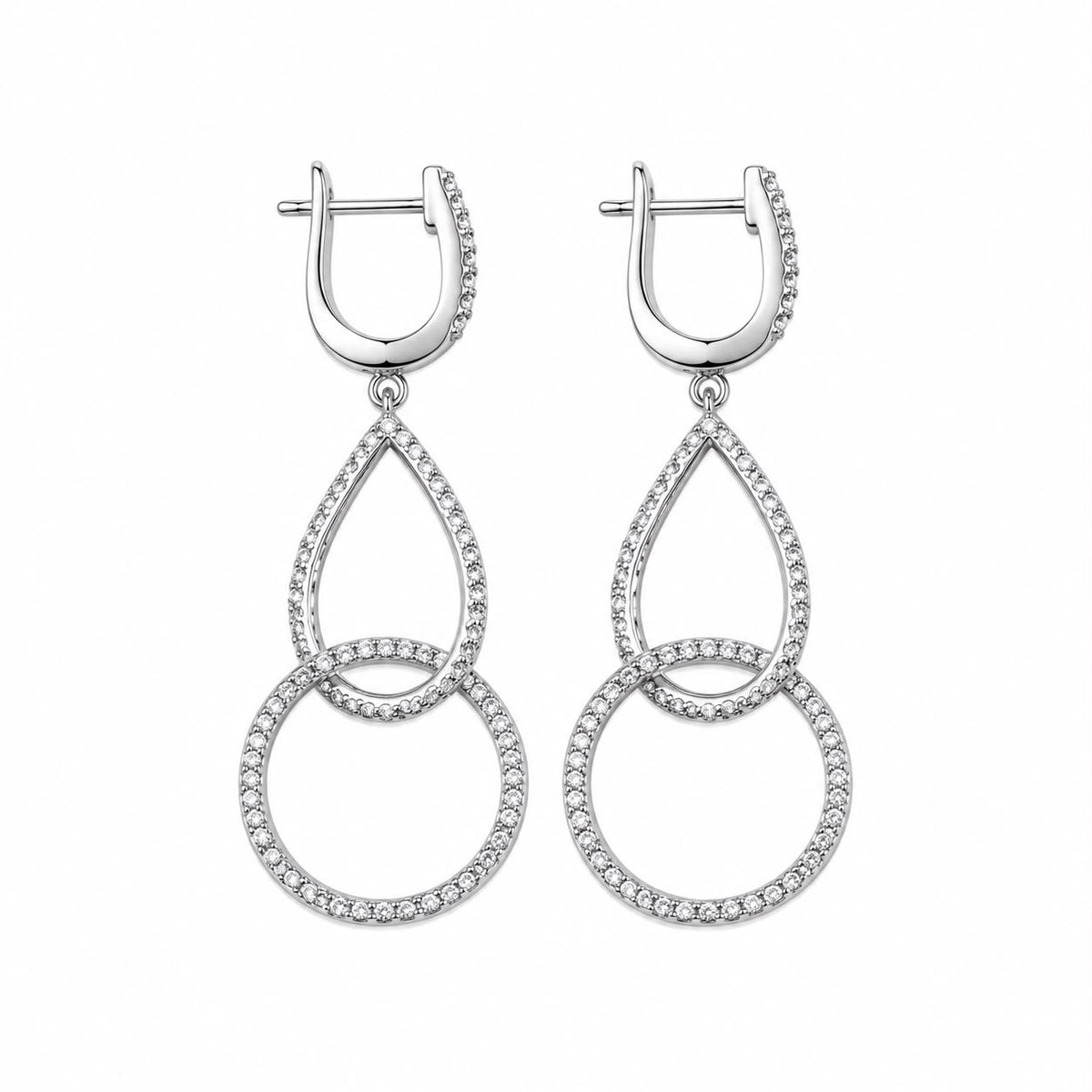 Crystal Teardrop Circle Drop Earrings