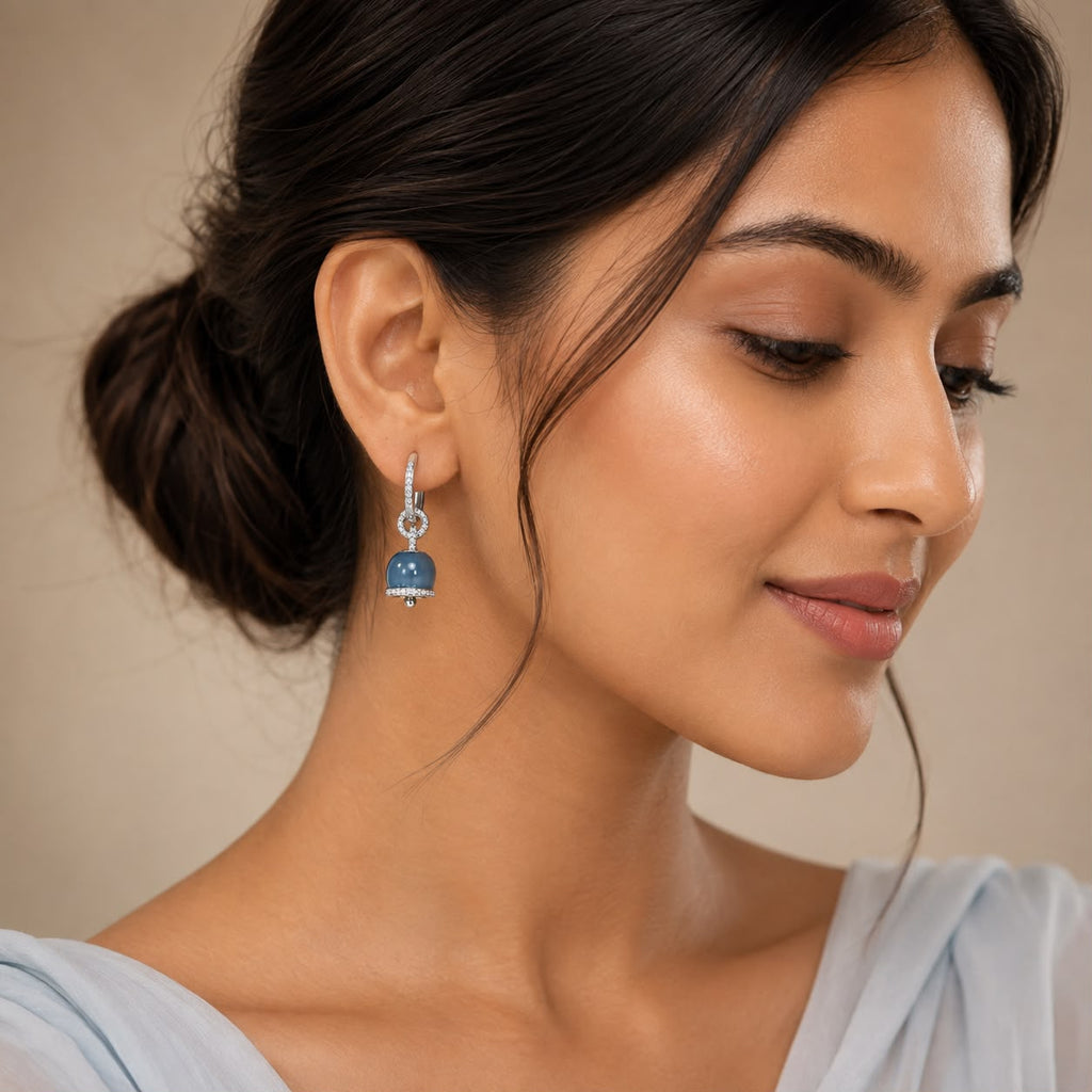 Blue Bell Crystal Drop Earrings