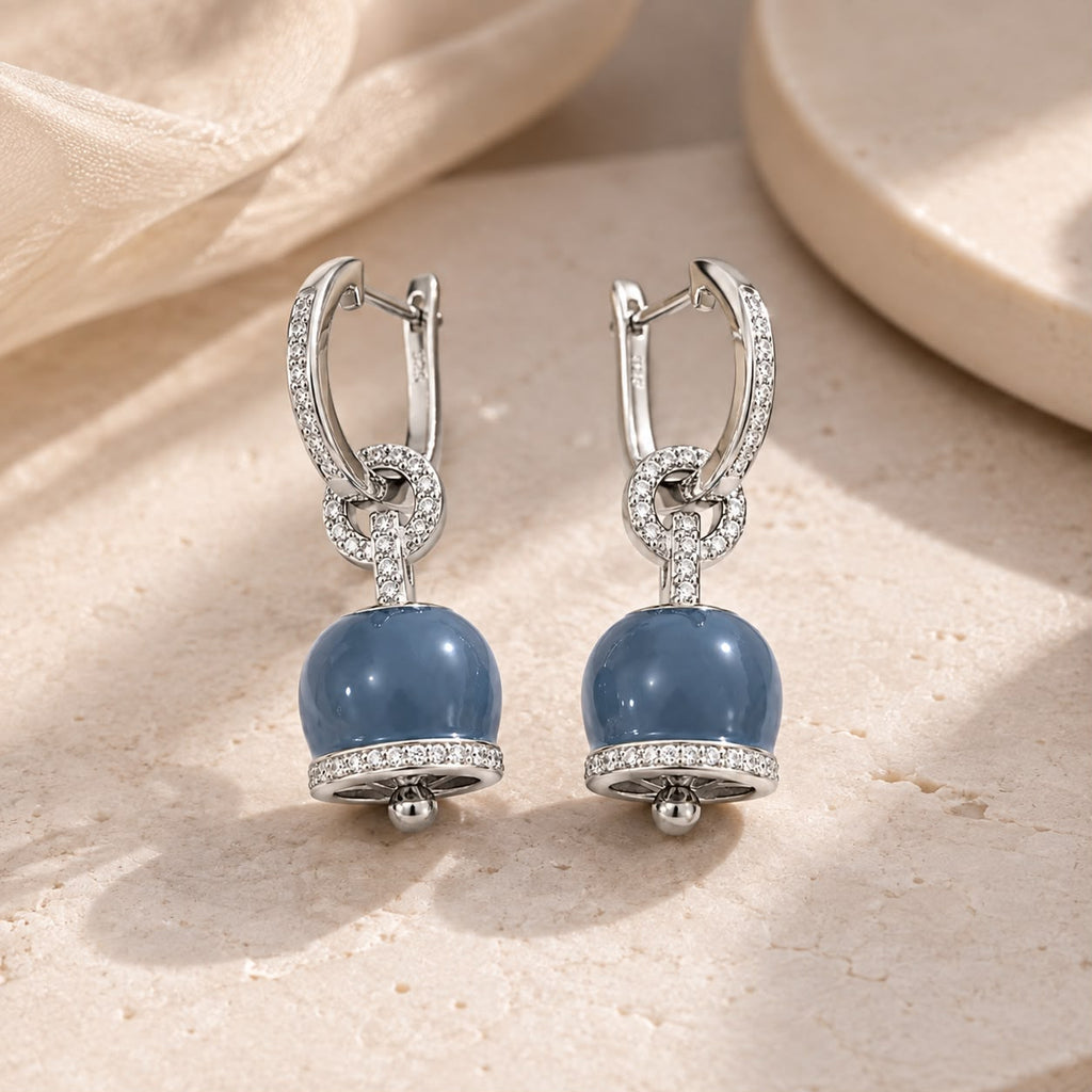 Blue Bell Crystal Drop Earrings