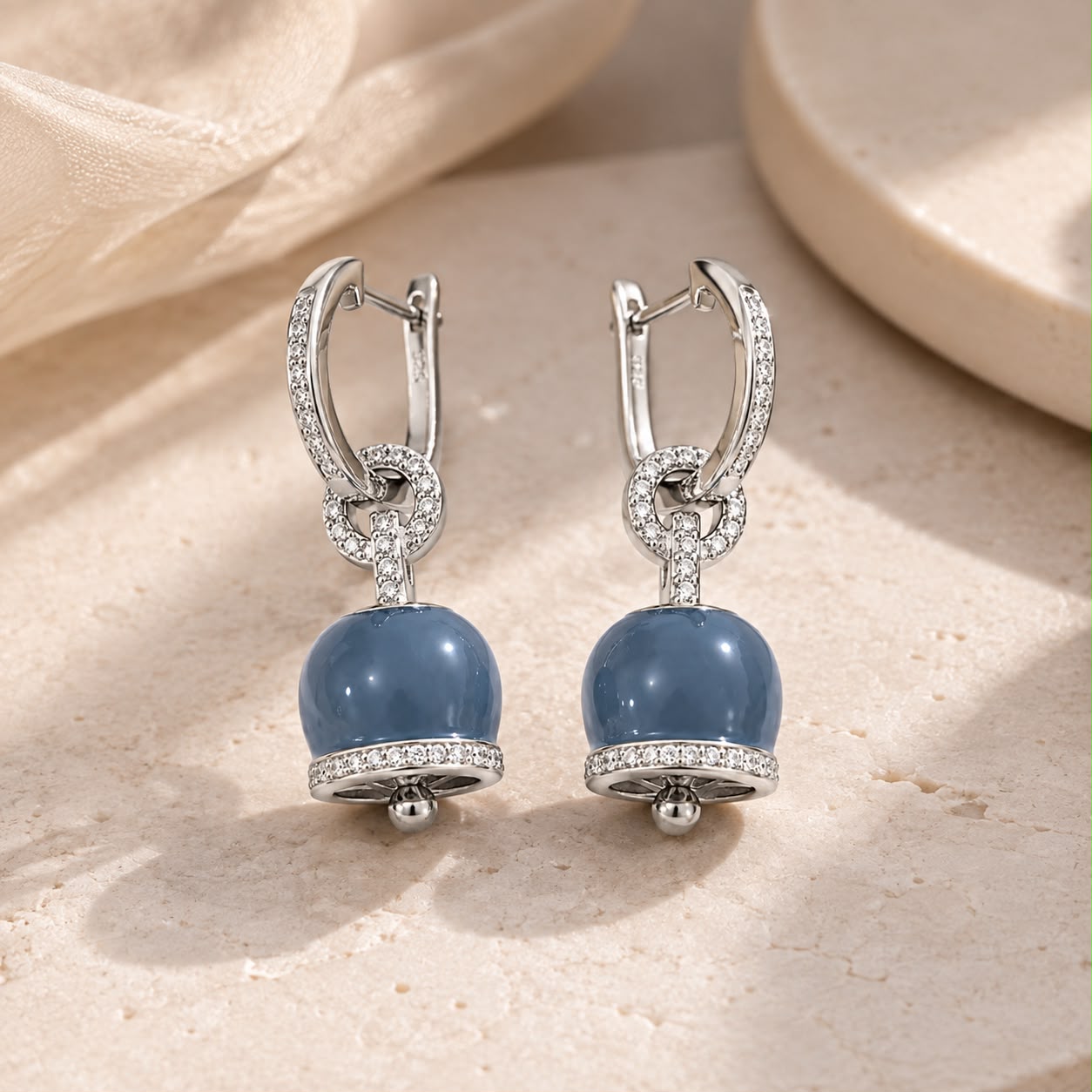 Blue Bell Crystal Drop Earrings