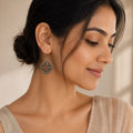 Antique Gold Geometric Square Drop Earrings