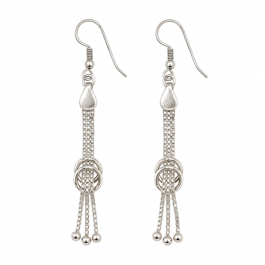 Interlocking Ring Chain Tassel Earrings