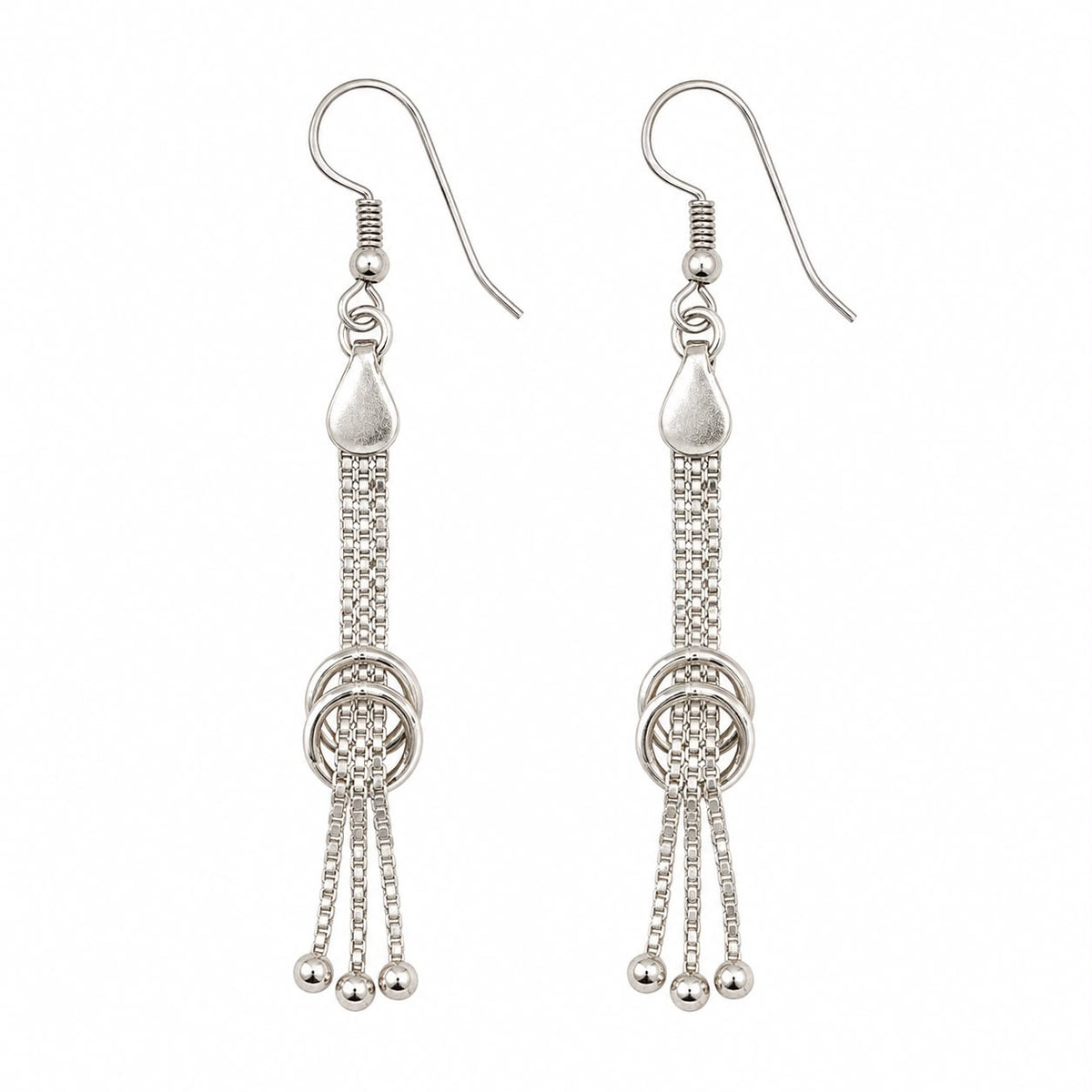 Interlocking Ring Chain Tassel Earrings