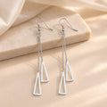 Silver Double Triangle Chain Drop Earrings